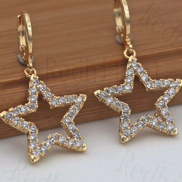 18k Gold White Topaz Earrings - Picture 3 of 3